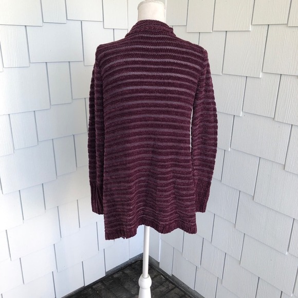 Susina Women's Purple Chenille Rib Knit Shawl Collar Open Front Cardigan sz SP - Picture 5 of 5